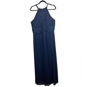 Birdy Grey Women's High Neck Pleated Maxi Bridesmaid Dress Navy blue size 2XL